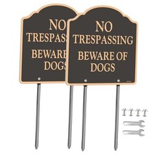Large 2 Pack 12x12 Inch No Trespassing Beware of Dog Sign, Reflective,