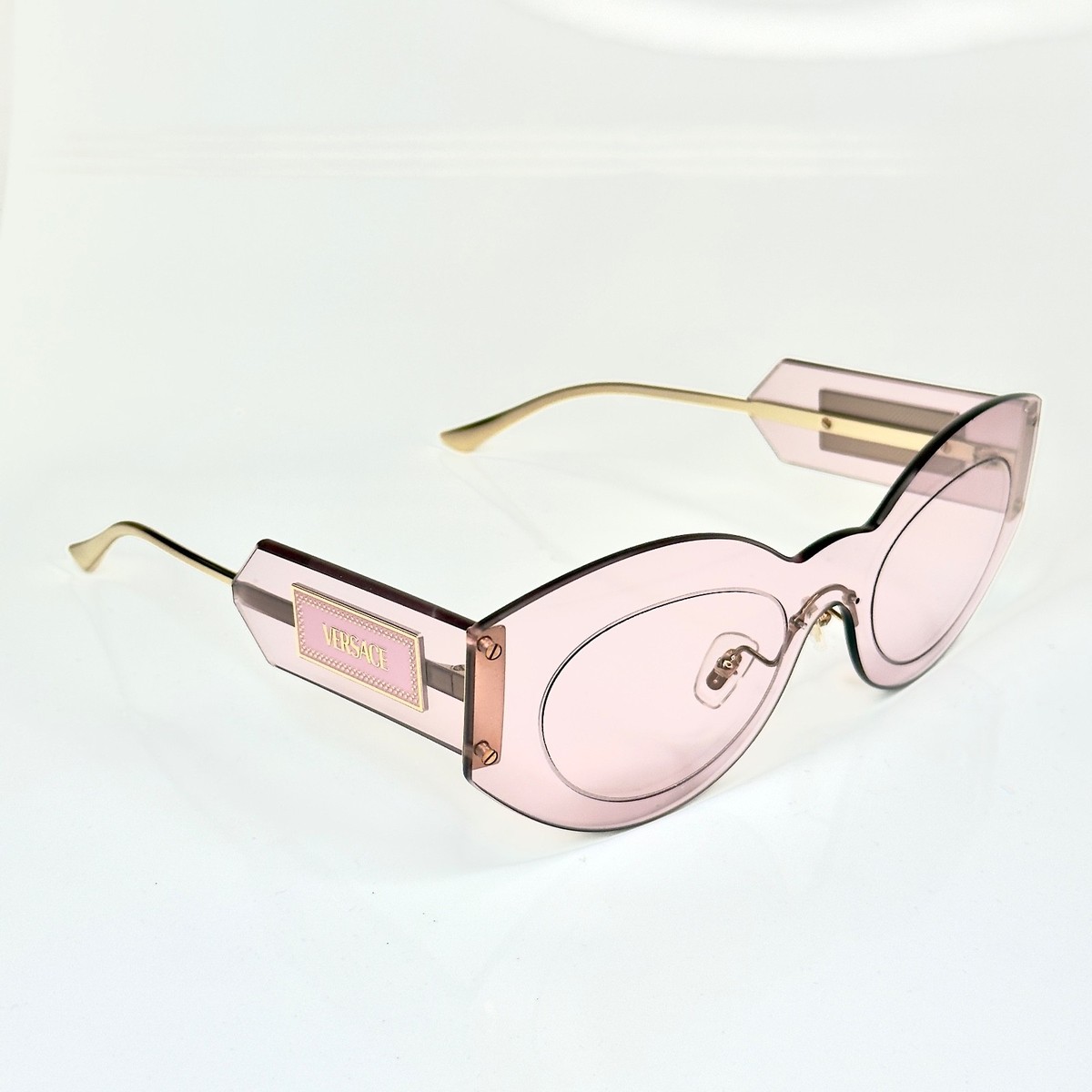 VERSACE VE2276 DAMIER PLAQUE 2276 Pink Unisex Rimless Shield Mask
