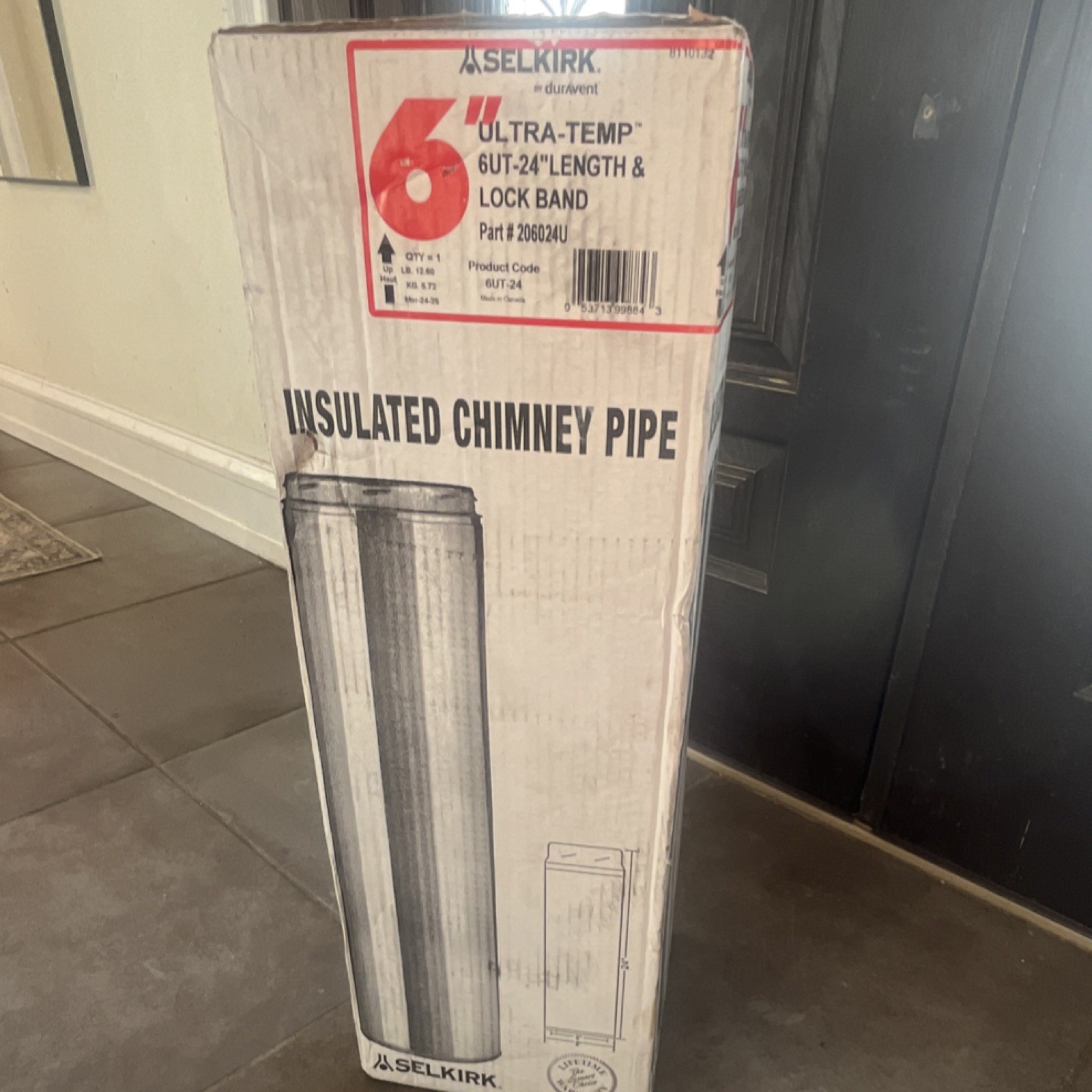 Selkirk Ultra-Temp 6&rdquo; x 24&rdquo; Insulated Chimney Pipe w/ Lo