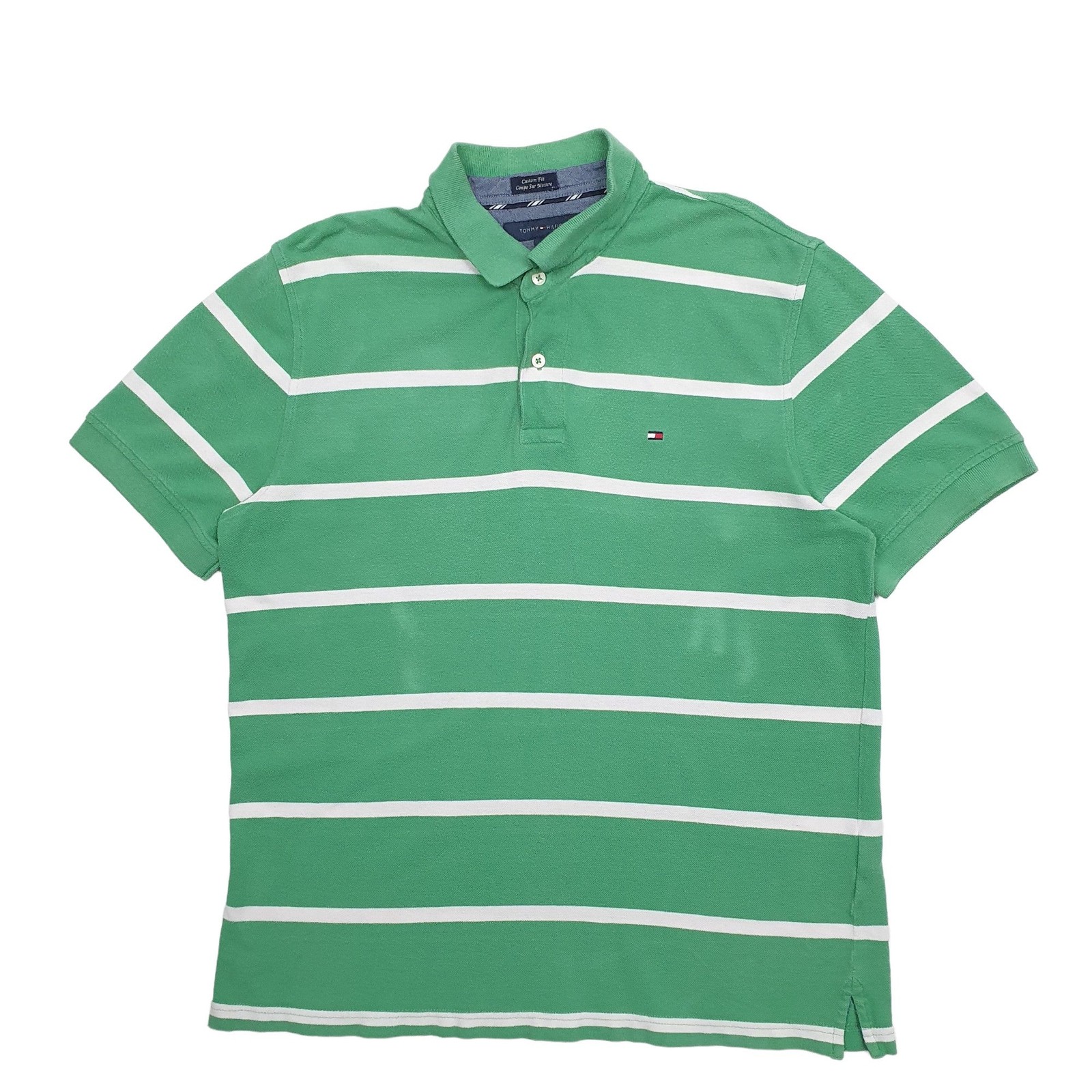TOMMY HILFIGER Green Polo Shirt Short Sleeve Cotton Mens XL