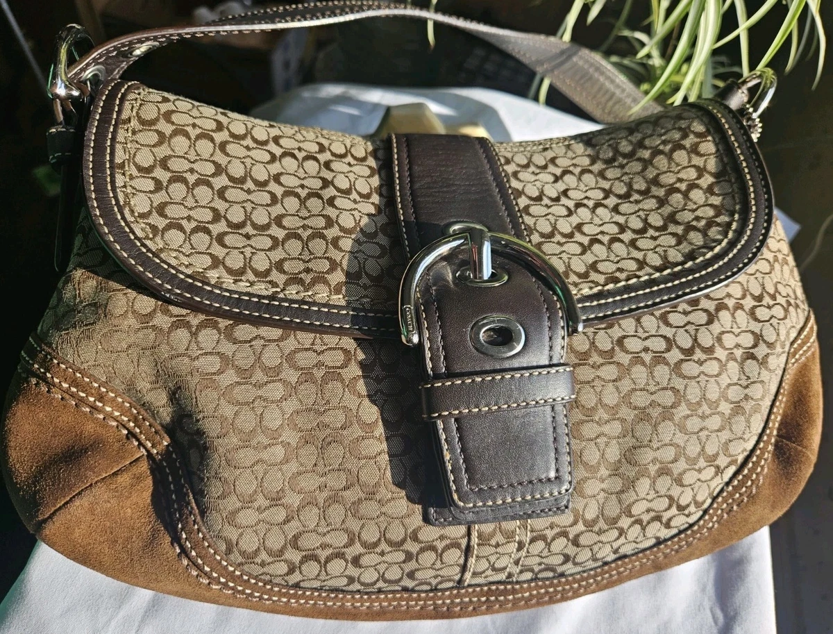 セール✨COACH soho signature handbag leather Coach F10926 Vintage Soho Black Leather & Signature C Canvas