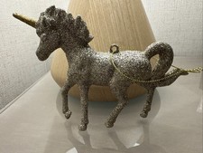 Sparkly Gold Glitter Unicorn Pegasus Christmas Tree Ornament 6  