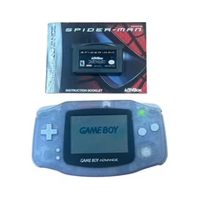 Nintendo Game Boy Advance Glacier AGB-001 + Spider-Man Game + Manual - Tested-