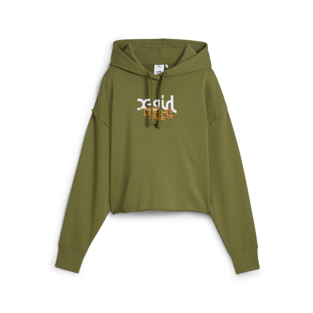 PUMA  X XGirl Graphic Pullover Hoodie Womens Green Casual Outerwear 62470833