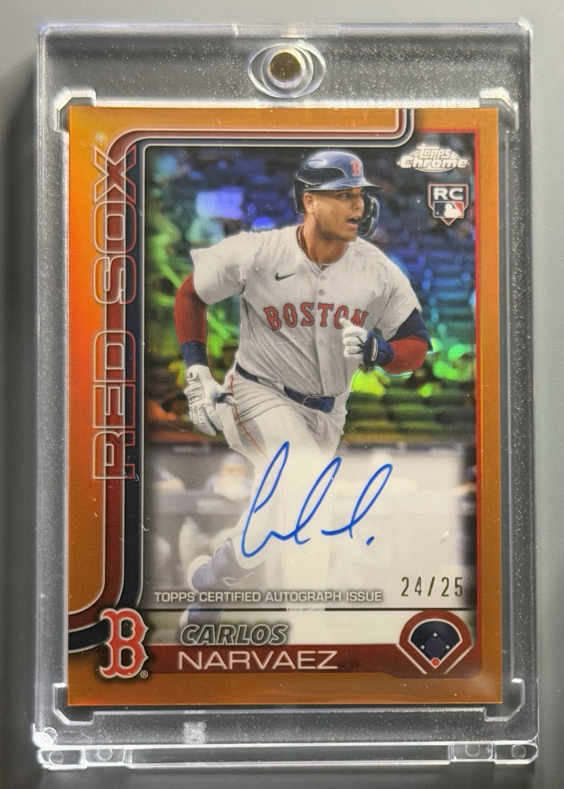 2025 Topps Chrome - CARLOS NARVAEZ - True ✴️ Orange Refractor Rookie Auto /25