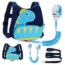 Toddler Harness with Navy Blue/Light Blue Textured Brachiosaurus, Blue Link