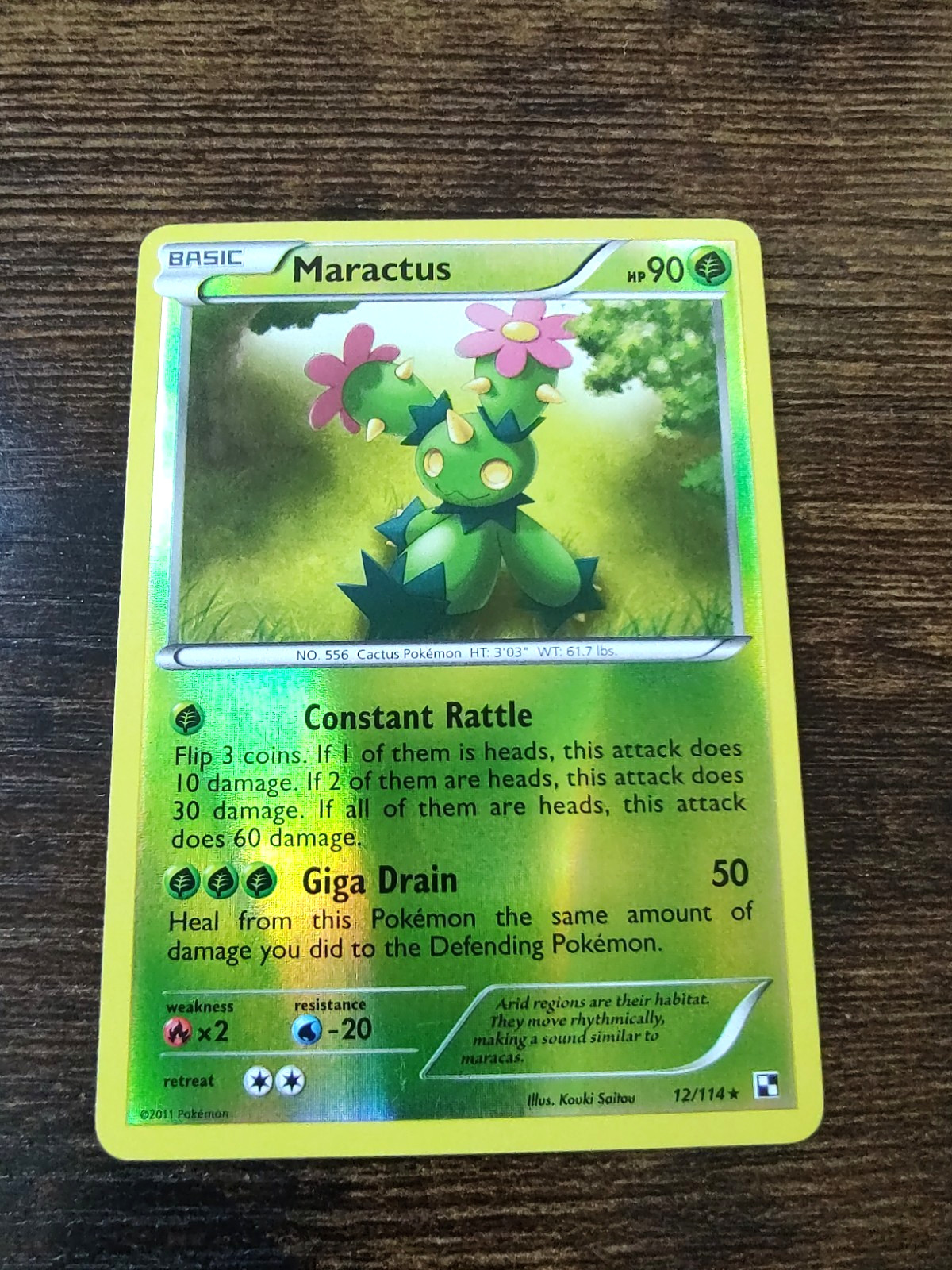 Maractus 12/114 Black & White Base Set Pokemon Card Reverse Holo