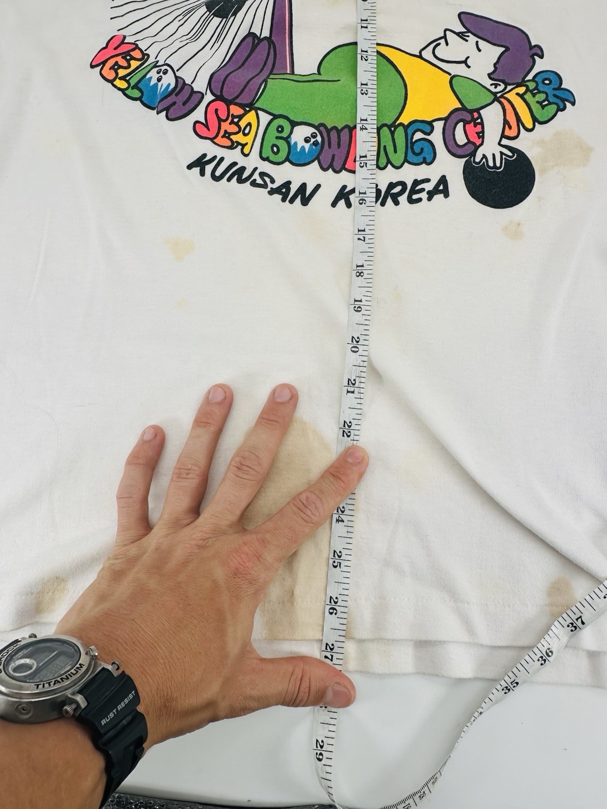 ALTRA Vintage 1970s Yellow Sea Bowling Center Kunsan Korea Colorful Shirt Size Large