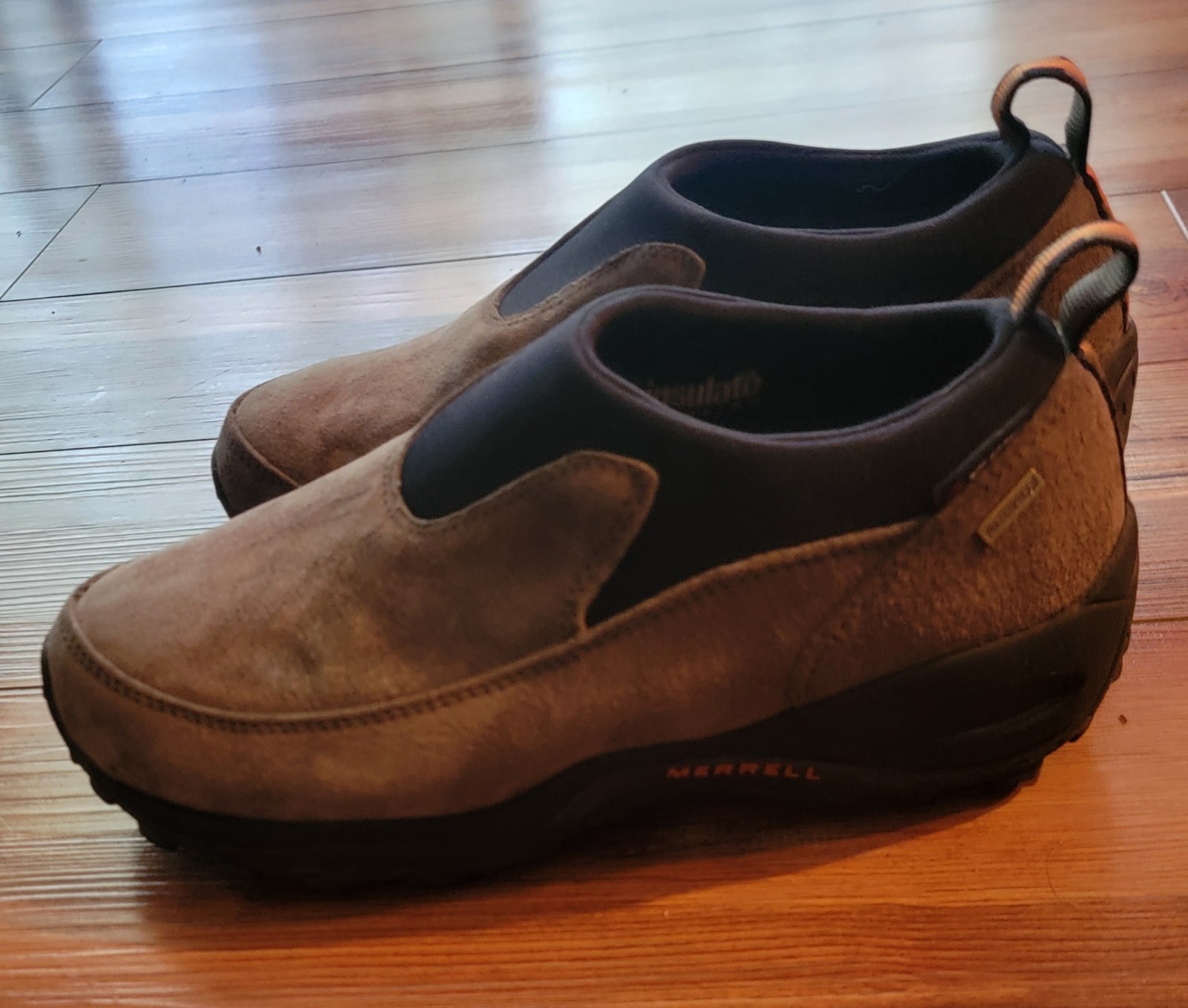 Scarpe da trekking donna Merrell impermeabili Thinsulate Polartec marrone scamosciato taglia 8