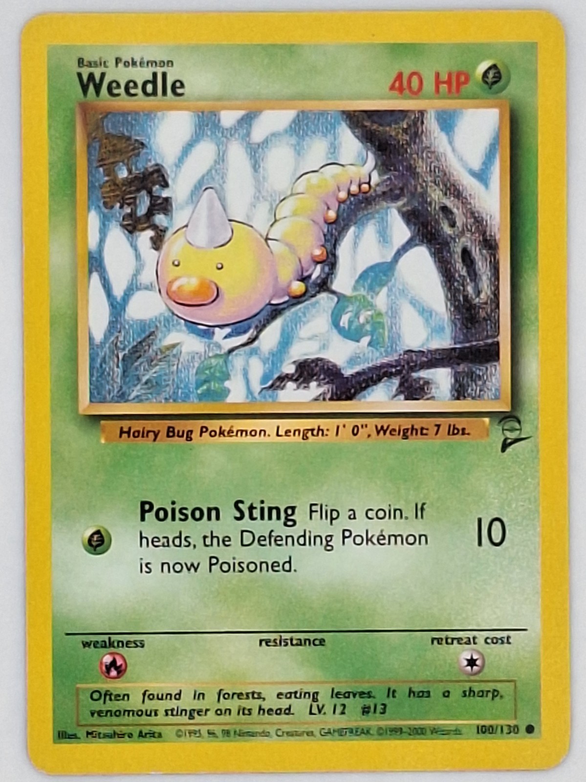 Weedle 100/130 - Pokemon Base Set 2 Card MP