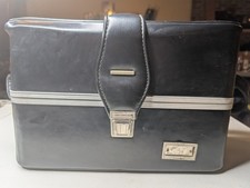 Vintage Black Leather Hard Side Camera Case Interior Rest Partitions 15.5x7.5x10