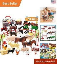 Engaging 3 Pack Farm Tractor Set with 40 Farm Animal Figures Educational Value