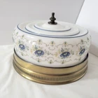 Vintage 11" Quoizel Abigail Adams Milk Glass Ceiling Fixture Light Blue Poppy