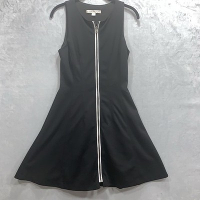 Boston Proper Dress Black Full Zip Sleeveless Business Wedding Size 4 Mini