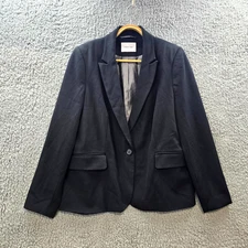 Preview Womens Blazer Jacket Size 12 Black Long Sleeve Collared