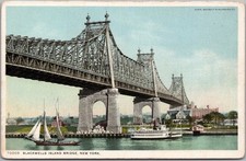 Vintage 1910s New York City Postcard BLACKWELLS ISLAND BRIDGE Queensboro Ed Koch