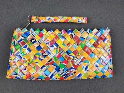 Upcycled Recycled Gum / Candy Wrapper Clutch Wristlet Purse YKK Zip Colorful