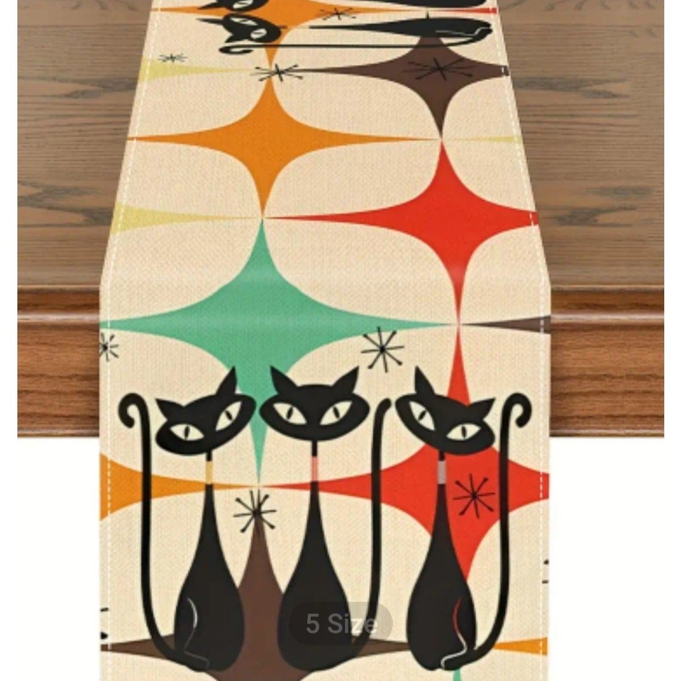 Moder Atom MCM Atomic Cats Table Runner 13