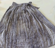 Maeve by Anthropologie Annette Midi Skirt Size 8 Gray Mauve Snake Print Chiffon