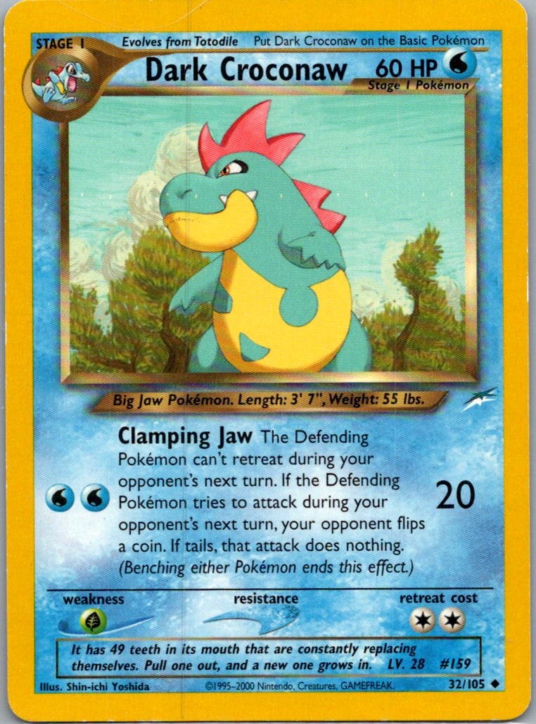Dark Croconaw 32/105 Uncommon Neo Destiny Pokemon Unlimited Moderately Played