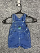 OshKosh B'gosh Overalls Boys 3-6 Months Blue Nautical Boat Embroidered Cotton
