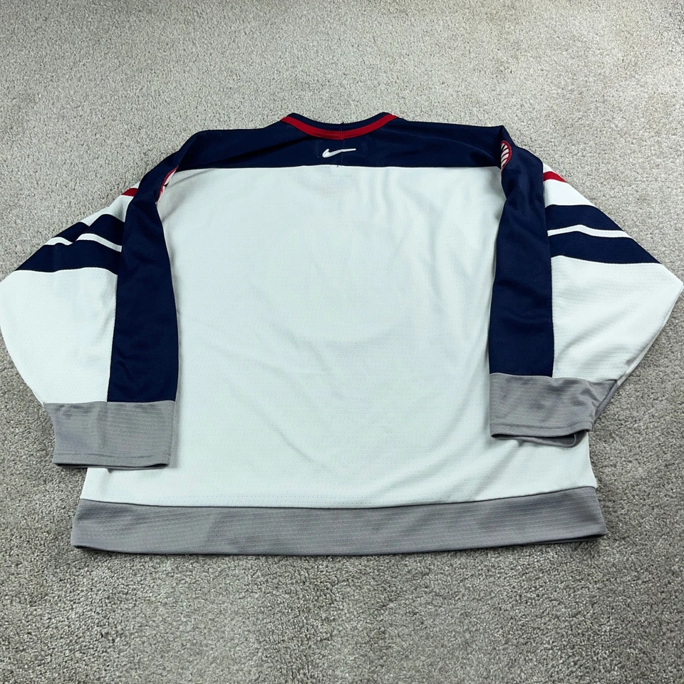 VINTANGE United States Olympic Hockey Jersey Extra Large White Blue Nike NHL USA - Image 4 of 4