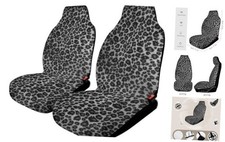 2 PCS Car Seat Covers for Front Seat Auto Universal Seats Black Leopard Print