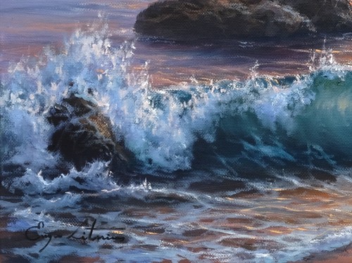 J. Litvinas Original Oil Painting 'COASTAL ROCKS' 16 by 12 inches - Picture 2 of 5