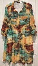 Madison Paige II Multicolor Dress NWT Size 2X Button Front MSRP $89.99