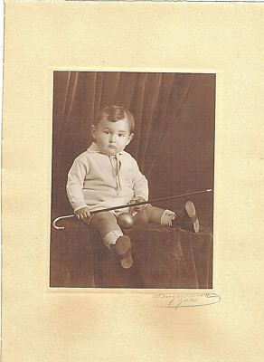  ANTIQUE LARGE PHOTO JEWISH CHILD W/ A STICK SIGNED B.FRIEDMANN BERLIN 1920's 
