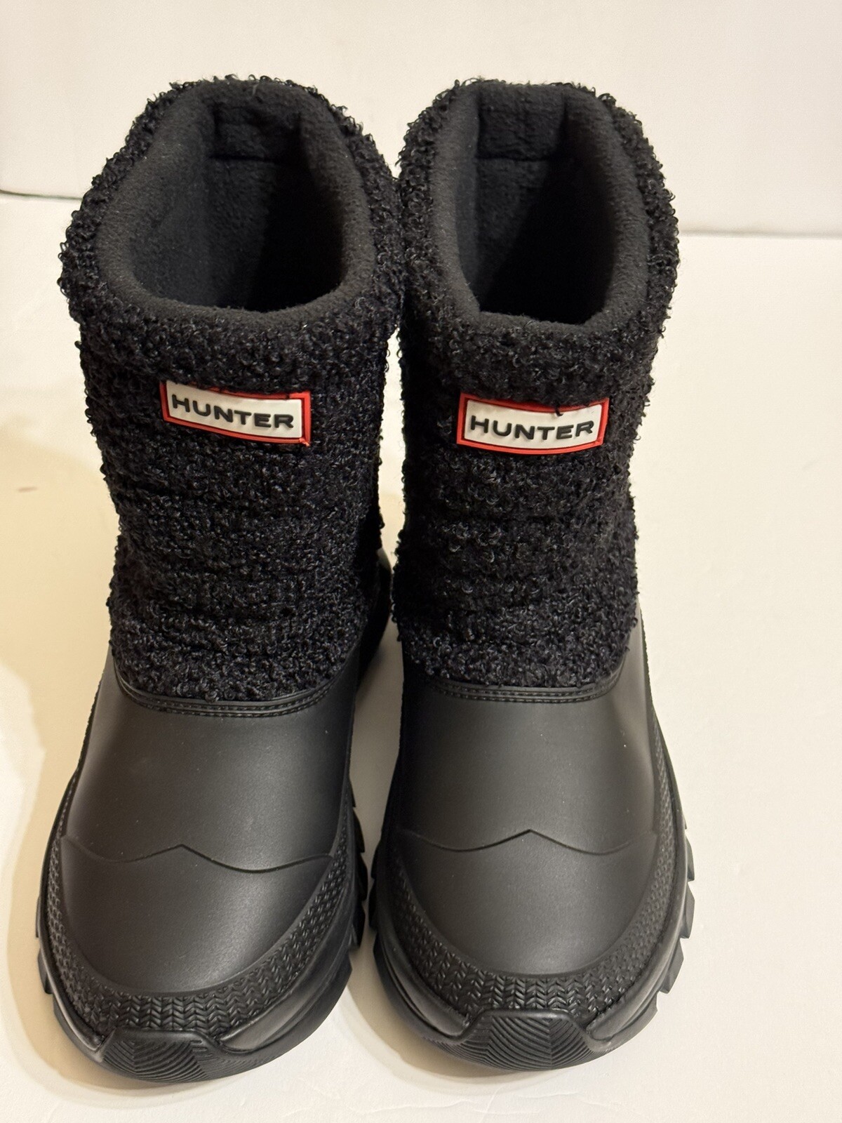 Women's Hunter Short Sherpa Snow Rain Boots Size 5 Black-image