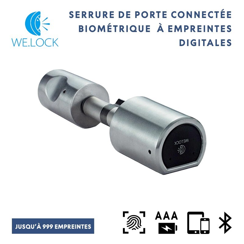 Serrure connectée biométrique We.Lock en acier brossé pour porte blindée