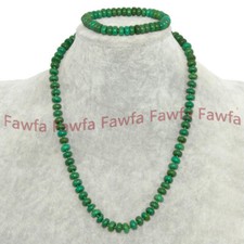 Natural 5x8mm Green Turquoise Gems Smooth Rondelle Beads Necklace Bracelet Set