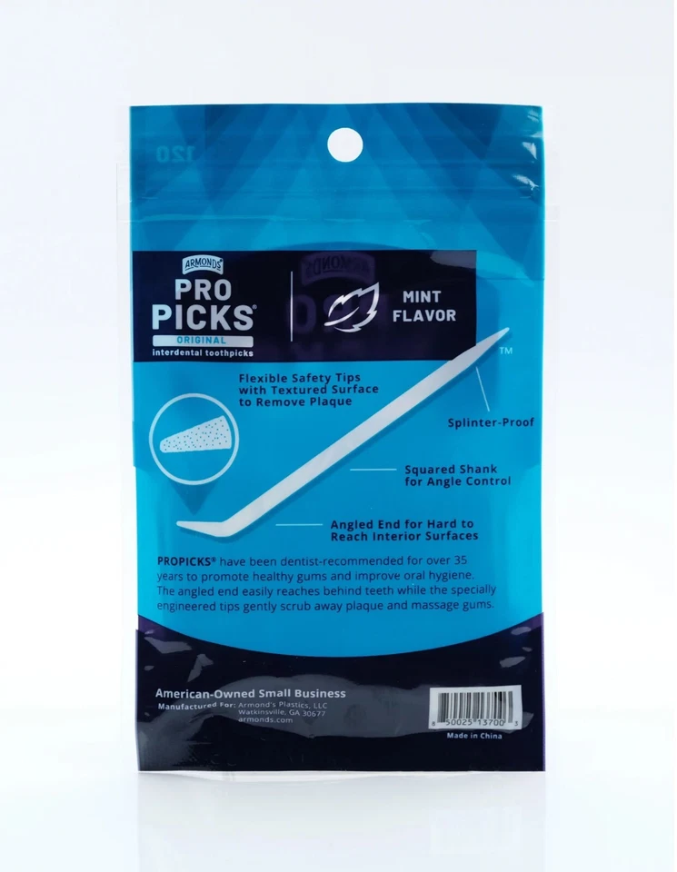 Palillos de dientes de plástico Armonds ProPicks, 2 bolsas, 120 selecciones cada una Foto 2 de 3