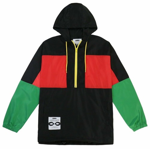Men's Jacket Water Resistance Pullover Active Hooded Color Block Windbreaker - Picture 10 of 13