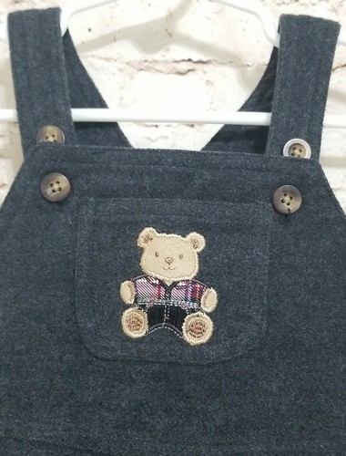 Childrens Place Toddler Boys Size 12 Months Overalls Gray Teddy Bear NEW - Picture 2 of 12