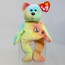 TY Beanie Baby - PEACE the Ty-Dyed Bear Yellow/Green  8.5 inch  MWMT 
