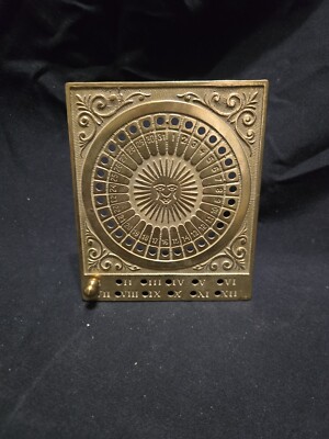 Vintage Brass Perpetual Calendar Celestial/Sun/Astronomy/Witchy/Made In Italy