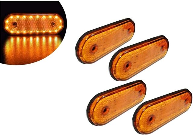12v Led Oval Clearance Amber Side Marker Lights Position Truck Trailer Lorry X4
