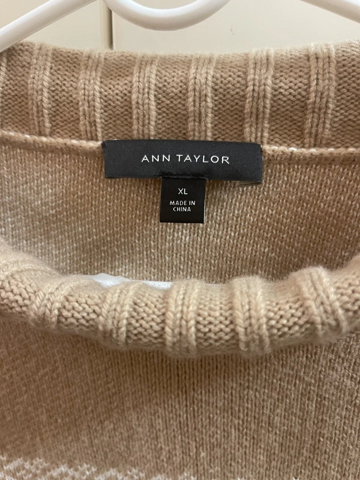 Свитер женский Ann Taylor размер XLarge шерстяная смесь вязаный бежевый - Изображение 3 из 4