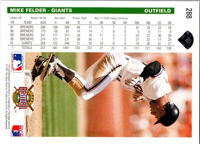 1992 Upper Deck - #288 Mike Felder | eBay