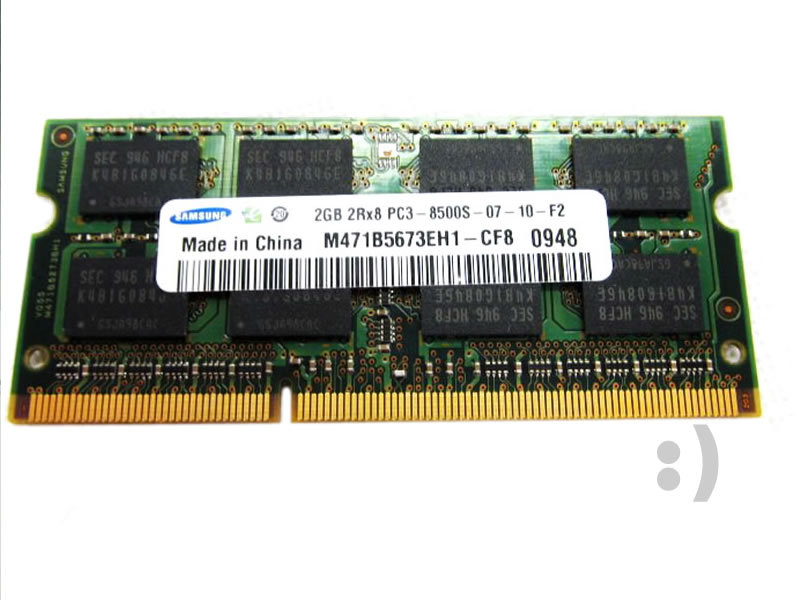 Samsung純正 ノートパソコン用DDR3メモリー 1066MHz 204pin SO-DIMM PC3-8500 (M471B5673FH0-CF8) Samsung 2GB PC-8500 DDR3 1066MHz SO-DIMM 204 Pin 2.0GB