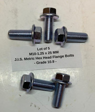 (Qty 5) M10-1.25 x 25 MM J.I.S. Metric Hex Head Flange Bolts - Grade 10.9 -