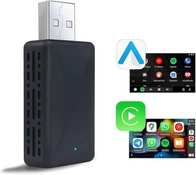 2 in 1 Android Auto Wireless Adapter & Wireless CarPlay Adapter Plug & Play Car
