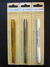 New-Crafter s Square Fine Tip Metallic Markers- 1 Gold 1 Silver 1 White