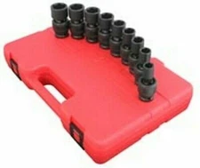 SUNEX TOOLS  2657 1/2" Drive SAE 6-Point Standard Impact U-Joint Set 9 Pieces