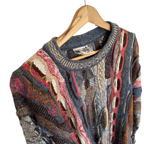 Vintage COOGI CUGGI Australia Linen 90s Knit Jumper Sweater Rare Colourful - Picture 4 of 5