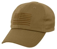 Coyote Brown Tactical Operator Military Contractor Hat with Embroidered USA Flag