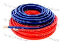 100 ft Total 8 Gauge AWG 50' RED / 50' BLUE Power Ground Wire Sky High