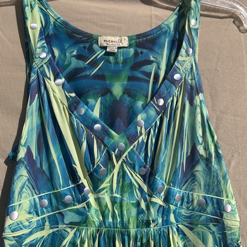 ONE WORLD Live & Let Live Wizard of Oz Blue Rose Lime Maxi Dress Sz S ❤️sj18m8 - Picture 2 of 12